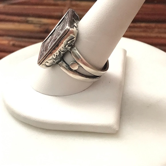 Silpada Sterling Silver Floral Leaf Vine Rectangular Ring Size 10 - Picture 2 of 8